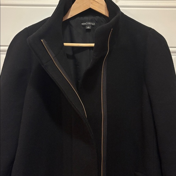 J.Crew Mercantile Black Full Zip Wool Blend City Coat in Size 4 - Picture 9 of 15